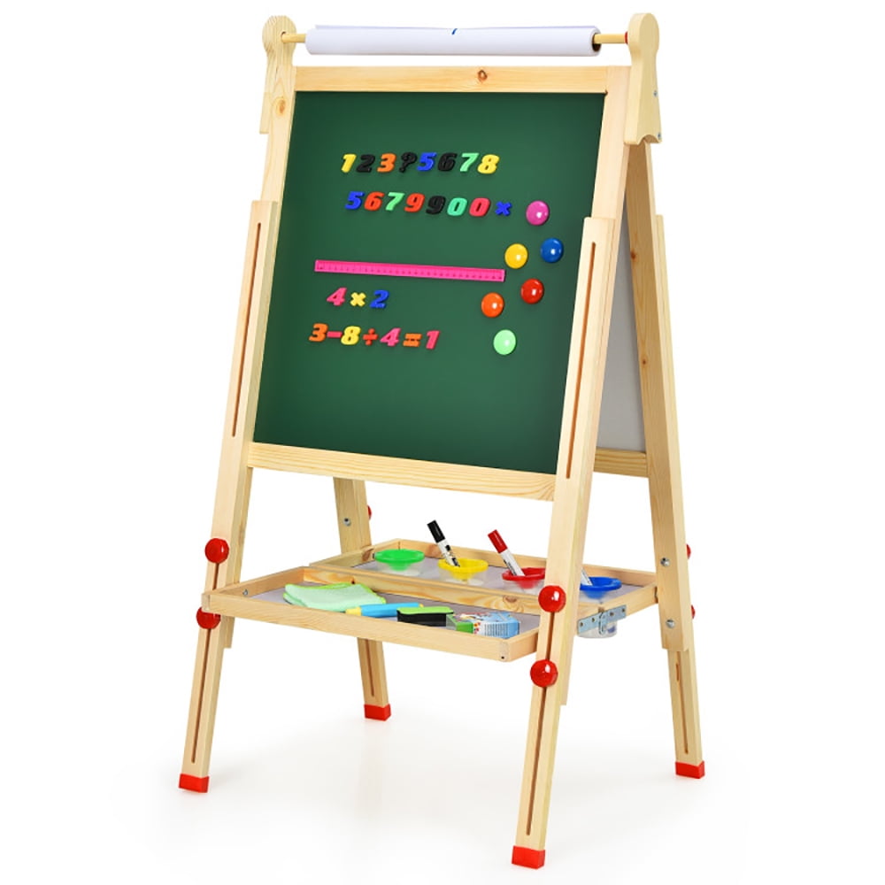 Barara King Kid's Art Easel, Drawing Easel,Kids Art Easel with Paper Roll Double-Sided Regulable Drawing Easel Plank