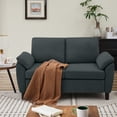 thumbnail image 5 of Pingliang Home 56.9" Loveseat with Storage Pockets, 2 Seat Couch Sofa with Removable Cushion and Armrest Pillows, Modern Linen Double-seater Sofa Couch for Living Room Bedroom Apartment Office Studio, 5 of 7