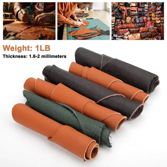 1 Pound DIY Leather Scraps, EEEkit Soft And Flexible Leather Remnants Multicolor
