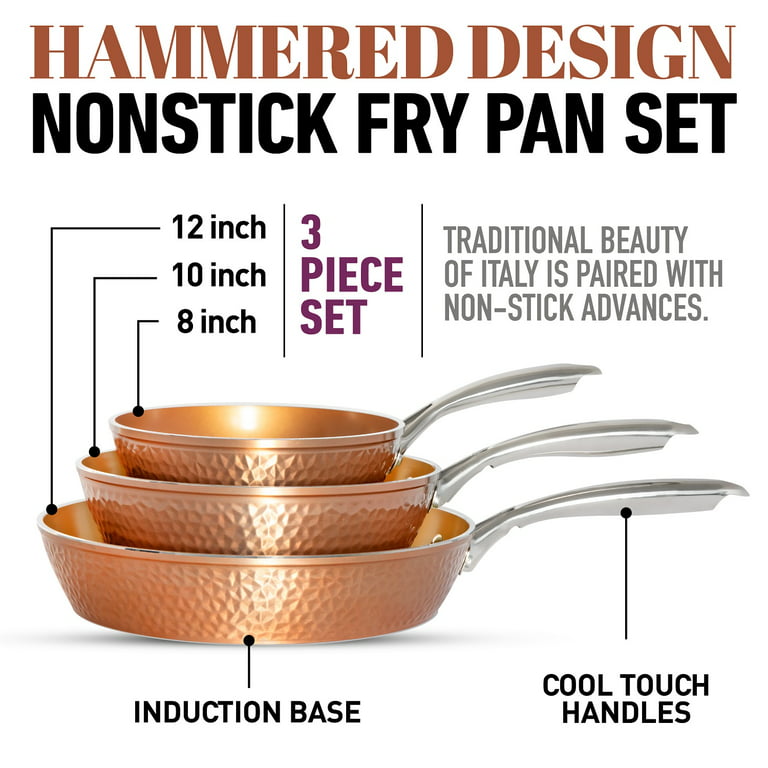 Gotham Steel 12 inch Hammered Fry Pan with Lid, Nonstick, Oven Safe, Dishwasher Safe, Multicolor