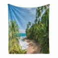 thumbnail image 1 of Central America Soft Flannel Fleece Throw Blanket, Wild Caribbean Beach of Manzanillo at Puerto Viejo Tropical Plants, Cozy Plush for Indoor and Outdoor Use, 60" x 80", Multicolor, by Ambesonne, 1 of 6