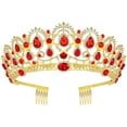 thumbnail image 1 of Frcolor Coréen Strass Mariée Couronne Cheveux Tiara Accessoires de Cheveux de Mariée pour Femme Fille (Rouge), 1 of 5