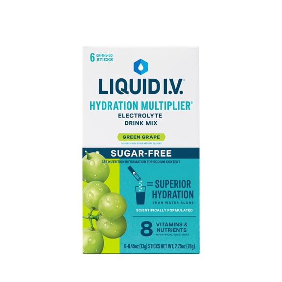 Liquid I.V.® Green Grape Hydration Multiplier® Sugar-Free Electrolyte Powder Drink Mix, 6 Count Packets