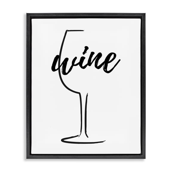 Stupell Industries Farmhouse Minimal Wine Glass Black Floating Frame Canvas Art, 17 x 21, by Martina Pavlova