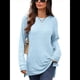 thumbnail image 3 of Camiseta Holgada de Larga con Cuello Redondo y Estampado Geométrico de Jacquard para Mujer, Ropa de Invierno 2025 Azul XXL, 3 of 10