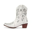 thumbnail image 6 of Women's Cowboy Cowgirl Western Boots Embroidered Chunky Heel Ankle Boot Retro Country Slip on Short Booties, 6 of 8
