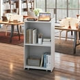 thumbnail image 2 of Barara King Rolling Podium Stand with 2 Shelves and Lockable Wheels-White, 2 of 11