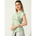 thumbnail image 4 of DARING DIVA Women's Satin Cowl Neck Short Sleeve Casual Blouses L Light Green, 4 of 6