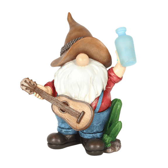 Exhart Solar Cowboy Gnome with Guitar
