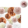 thumbnail image 2 of Pompones de papel de seda Flor de papel 24 piezas Rosa polvoriento, Oro rosa, Marfil, Bola de flores de papel blanco para cumpleaños Despedida de soltera Boda Baby Shower Fiesta de despedida de solter Namotu HFP-0476, 2 of 7