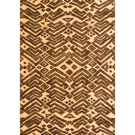 Ahgly Company Indoor Rectangle Abstract Orange Modern Area Rugs, 5' x 7'