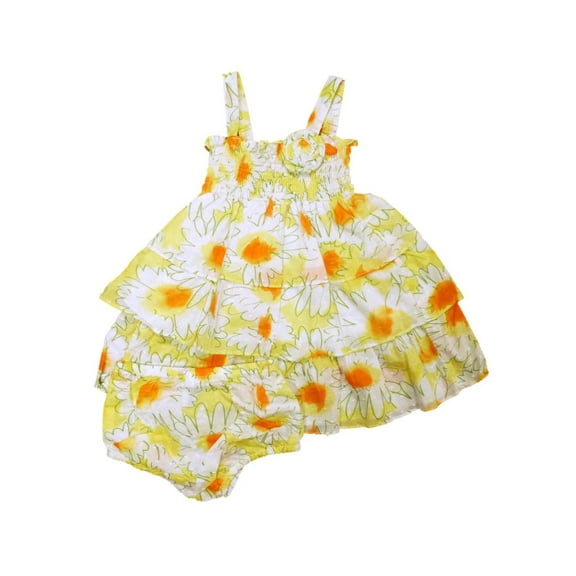 Penny M Sundress Infant Toddler Girls White Yellow Daisy Floral Sun Dress 18m