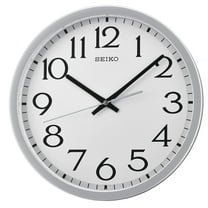 Seiko 12" Easy Read Round White Wall Clock, Silver Frame, Traditional, Quartz, Analog, QXA711SLH