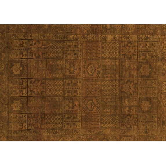 Ahgly Company Indoor Rectangle Abstract Orange Modern Area Rugs, 2' x 5'