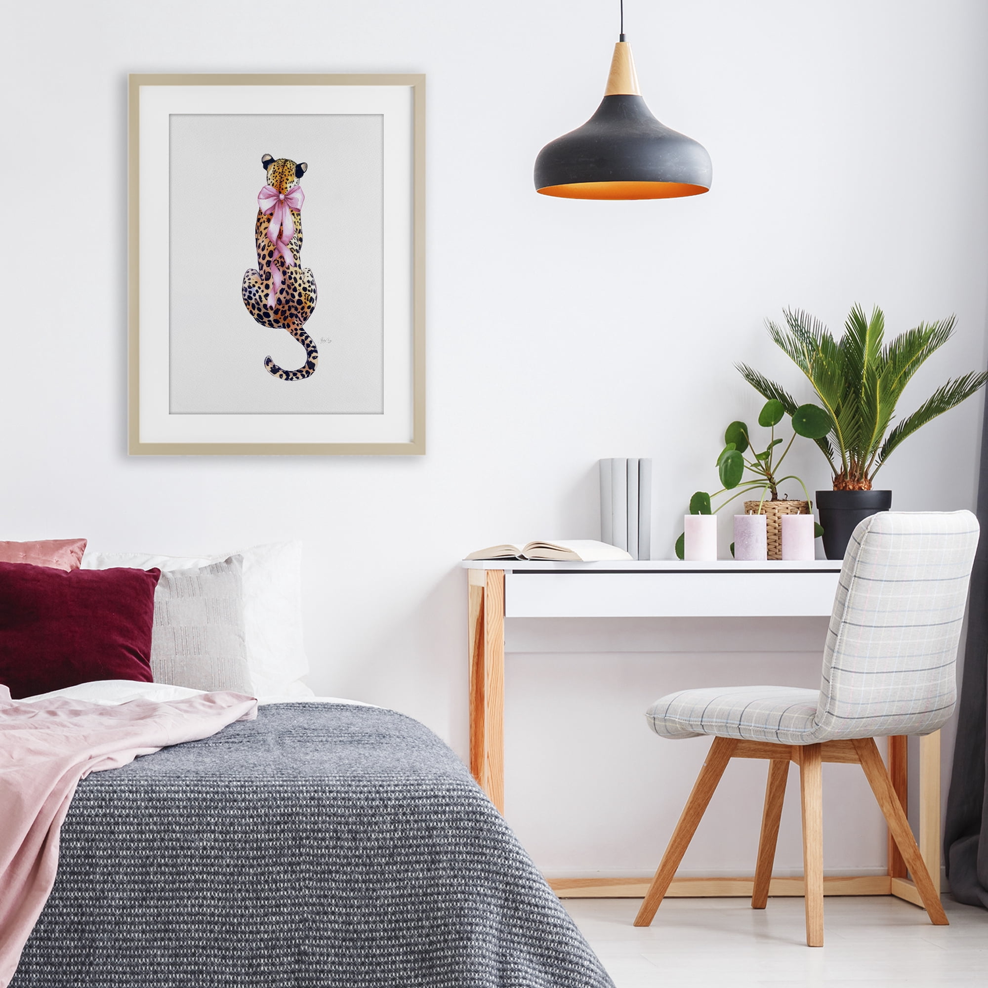 Stupell Industries Poised In Pink Cheetah Birch Framed Print Under Glass, design by Shelly Craig