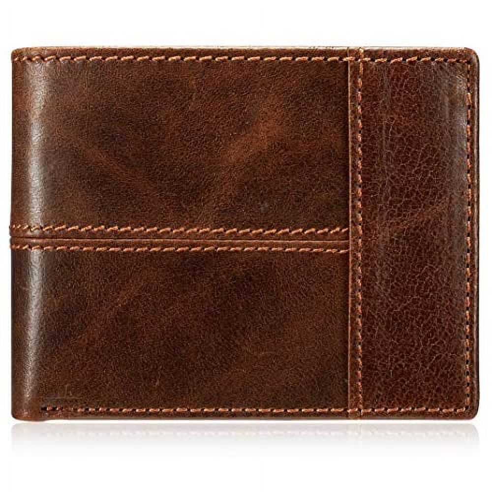Wallets for women,genuine leather women wallets, Men's Classic Vintage Brown Genuine Premium Leather Handmade Bifold Zipper Card Wallet - image 4 of 7