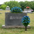 thumbnail image 5 of Sympathy Silks Artificial Cemetery Flowers Blue Rose Buds Bouquet & Saddle, 5 of 7