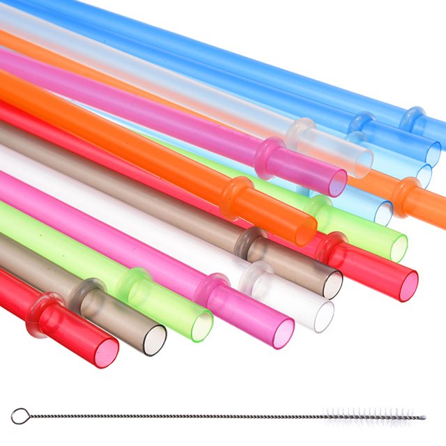 12 pajitas rígidas de colores espesadas con lazo, de color sólido, con hebilla, reutilizables