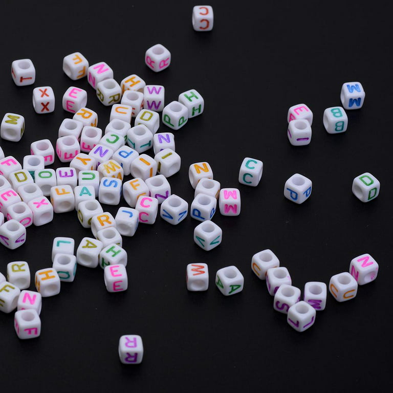 Mixed Letter Acrylic Beads Pink Square Alphabet Beads Jewelry