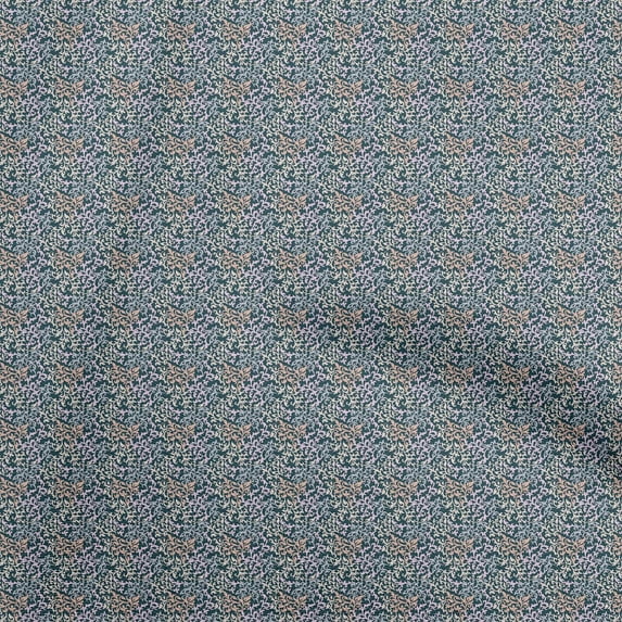oneOone Cotton Flex Teal Blue Fabric Asian Paisley Sewing Craft Projects Fabric Prints By Yard 40 Inch Wide