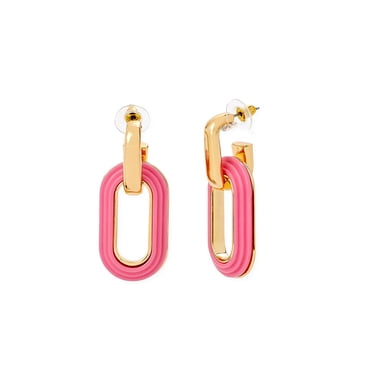 Scoop Women’s 14K Gold Flash-Plated Pink Link Earrings