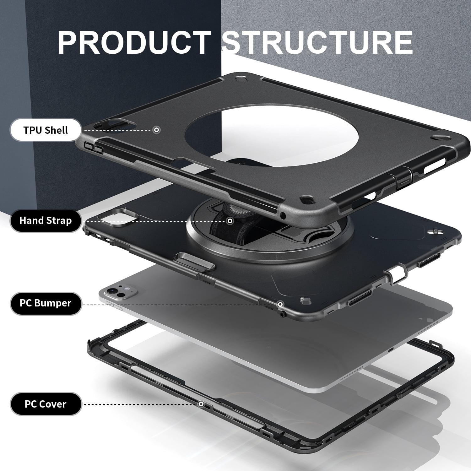 ZOLOHONI Case for Apple iPad Pro 13 inch M4 2024 / M5 2025 Heavy Duty Rugged Shockproof Cover