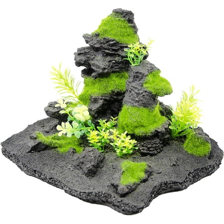 UPC: 0030172088148 | Penn-Plax Presents Insta-Aquascape Aquarium Ornament Collection – The Under Water Oasis Series (Mossy Rock 2)