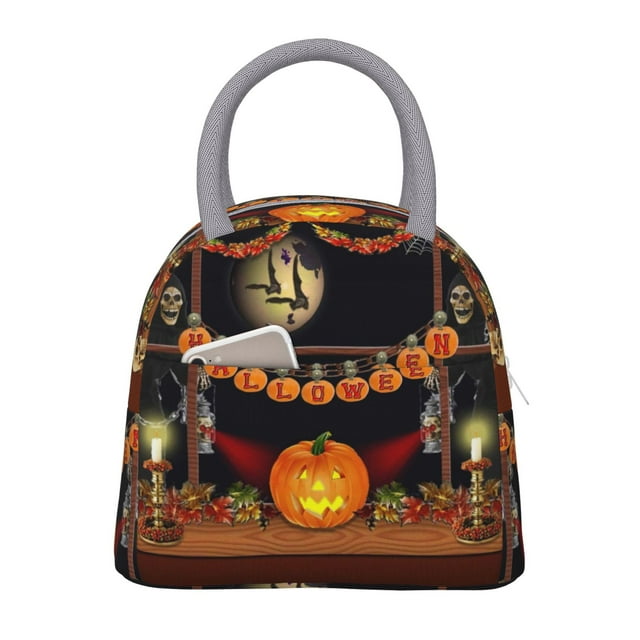 Balery Halloween Decoration Bolsa de Almuerzo para Mujeres, Caja de Almuerzo, Bolsa de Almuerzo Pequeña Impermeable, Tote de Almuerzo Reutilizable con Gran Capacidad