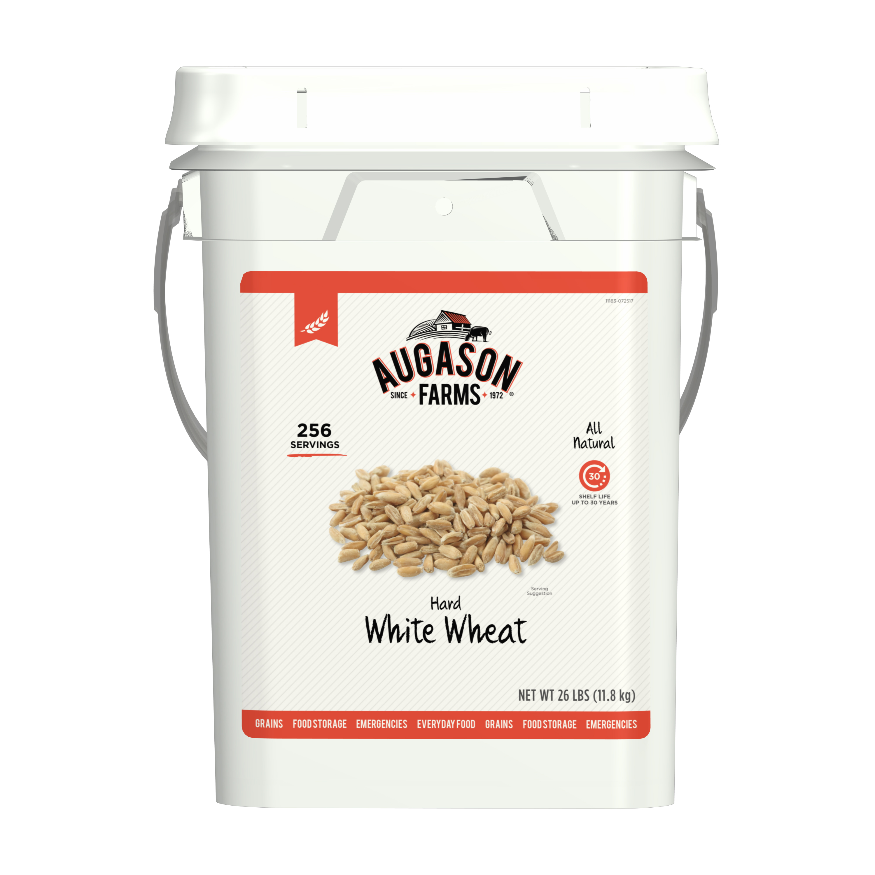 Hard White Wheat Emergency Food Storage 26 Lb Pail Survival Bucket All