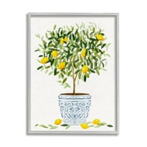 Stupell Industries Lemon Tree Detailed Planter Food & Beverage Painting Gray Framed Art Print Wall Art, 11 x 14