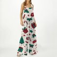 thumbnail image 4 of Women's Christmas Printed Jumpsuit - Loose Casual Versatile Romper, Dark Green Size L, 4 of 6