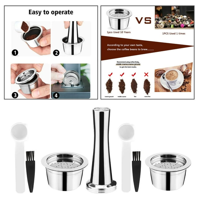Copa de Café Reutilizable de Café Espresso de Acero Inoxidable, Ajuste de La Taza de La Copa para La Tarifa de Aldi K Baoblaze Podabo de acero inoxidable