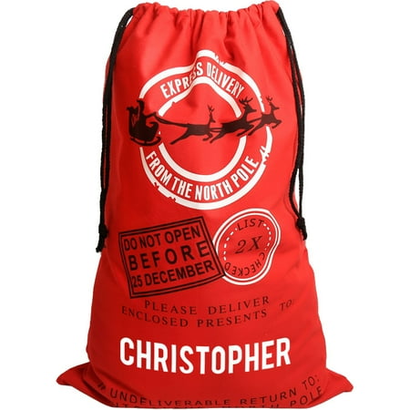 Christmas Carols North Pole - North Pole Express Delivery Custom Red Christmas Sack