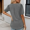 thumbnail image 4 of MIXUE Womens Summer Tops Solid Color V Neck Short Sleeve Boho Tunics Tee Shirts Streetwear,Gray,XXL, 4 of 6