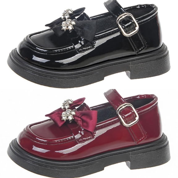 Babcutegg Shoes for Kid Girls Lightweight Casual Fashion Flat Bottom British Style Back to School Wear Girls School Uniform Shoes Wine Size 5.5-6