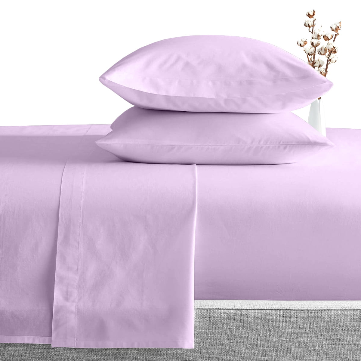 Extra Deep Pocket Fitted Sheet+2 Pillow Case 1000TC Egyptian Cotton Purple Solid 