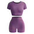 thumbnail image 1 of Set de entrenamiento OLCHEE Seamless Acid Wash Yoga Purple para mujer, 1 of 5