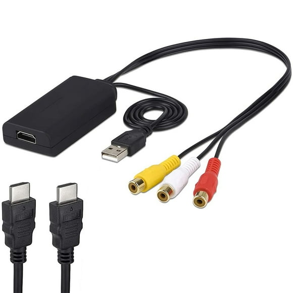 HDMI to RCA Cable, HDMI to RCA Converter, AV 3RCA CVBS Composite to 1080P HDMI Audio Video Adapter Supports NTSC for HDTV, Apple TV, PC, Laptop, Xbox, DVD Etc. (Female to Male)