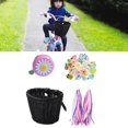 thumbnail image 3 of Cesta de bicicleta con manillar delantero de borla de color con pegatinas con decoración de campana Bolsa de transporte Mimbre tejido a mano ajustable Negro Macarena Cesta para bicicleta, 3 of 7