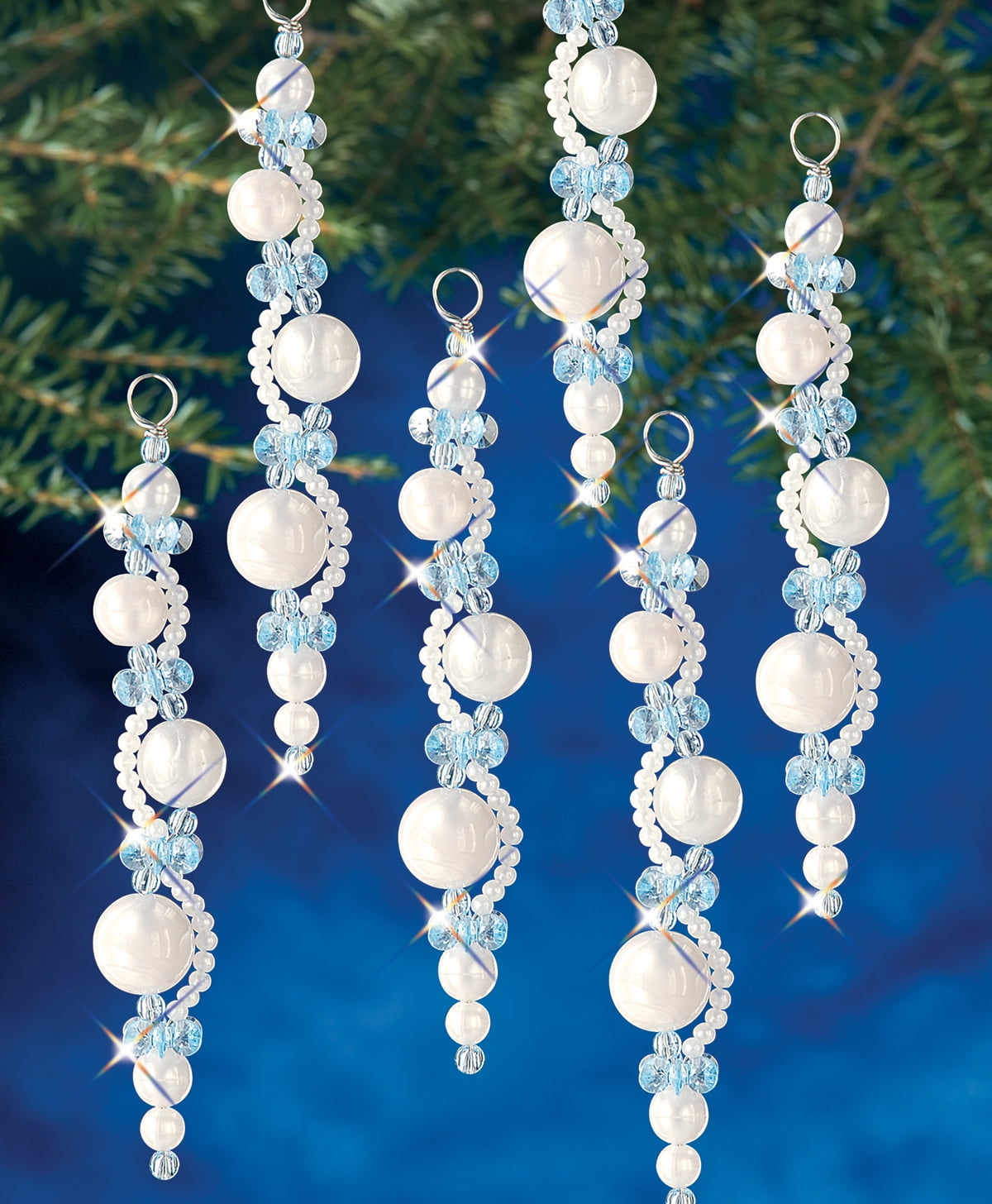 Vintage Distasio TEARDROP Blue/Green Boutique Christmas Ornament Craft Kit Beads