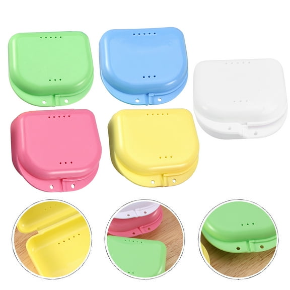 5 Pack Retainer Case with Vent Holes, Multicolor Dental Storage Container for Aligners