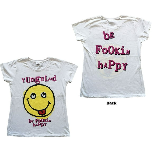 Yungblud Ladies T-Shirt: Raver Smile (Back Print) (Large)