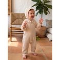 thumbnail image 3 of Cjfdfy Newborn Baby Girl Fall Outfit Collar Long Sleeve Solid Color Romper And Cotton Hat Infant Cute Fall Winter Outfits Baby Coming Home Outfit  ﻿0-12 Months, 3 of 9