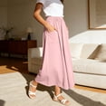 thumbnail image 5 of Gamivast Women's Skirt Pants High Waisted Elastic Waist Side Pockets Wide Leg Flowy Skirt Elegant Boho Trendy Casual Beach Vacation Travel Midi Skirt, 5 of 7