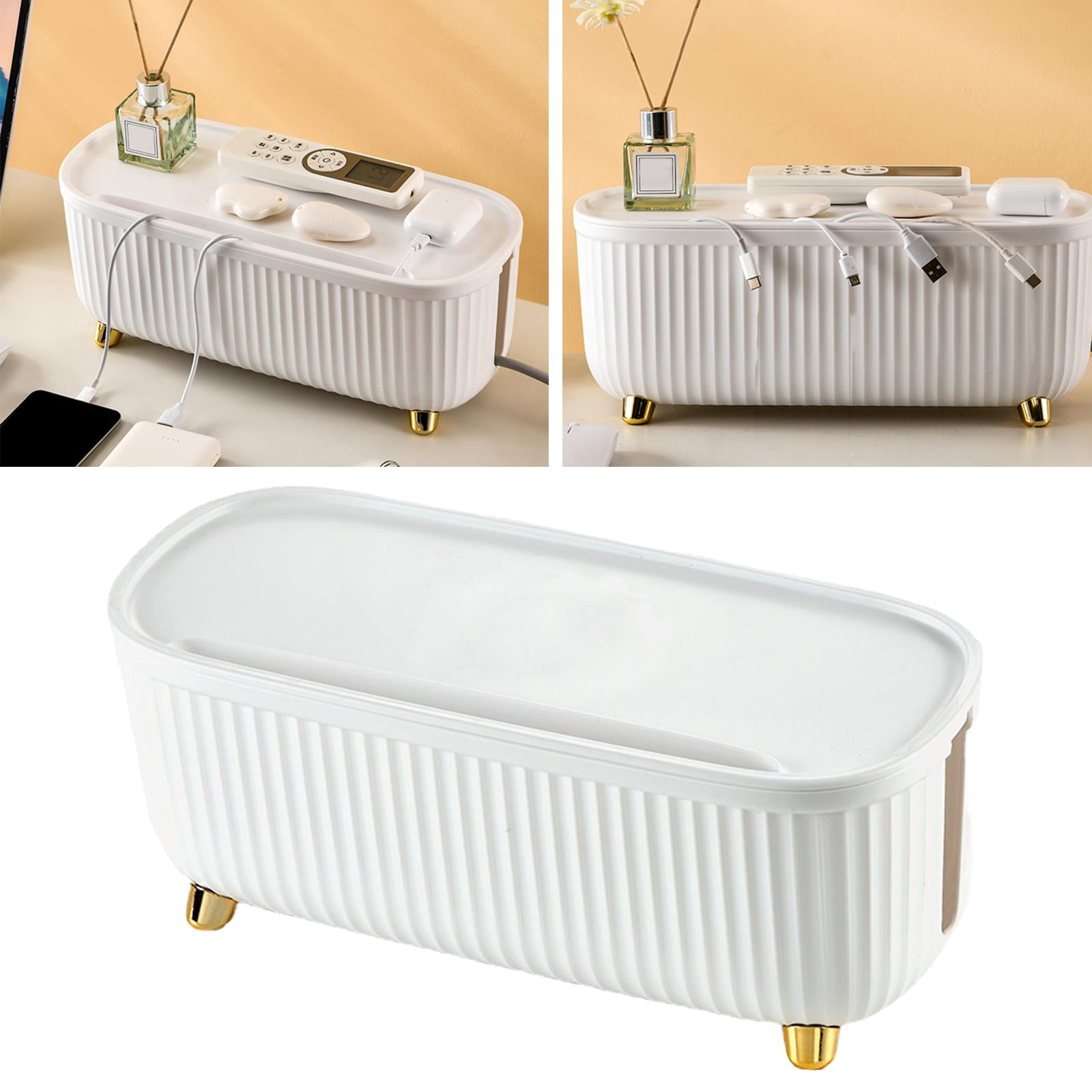 Cable Management Box, Hide & Conceal Electrical Cable Storage Box, Cord Holder for Home And Office, White