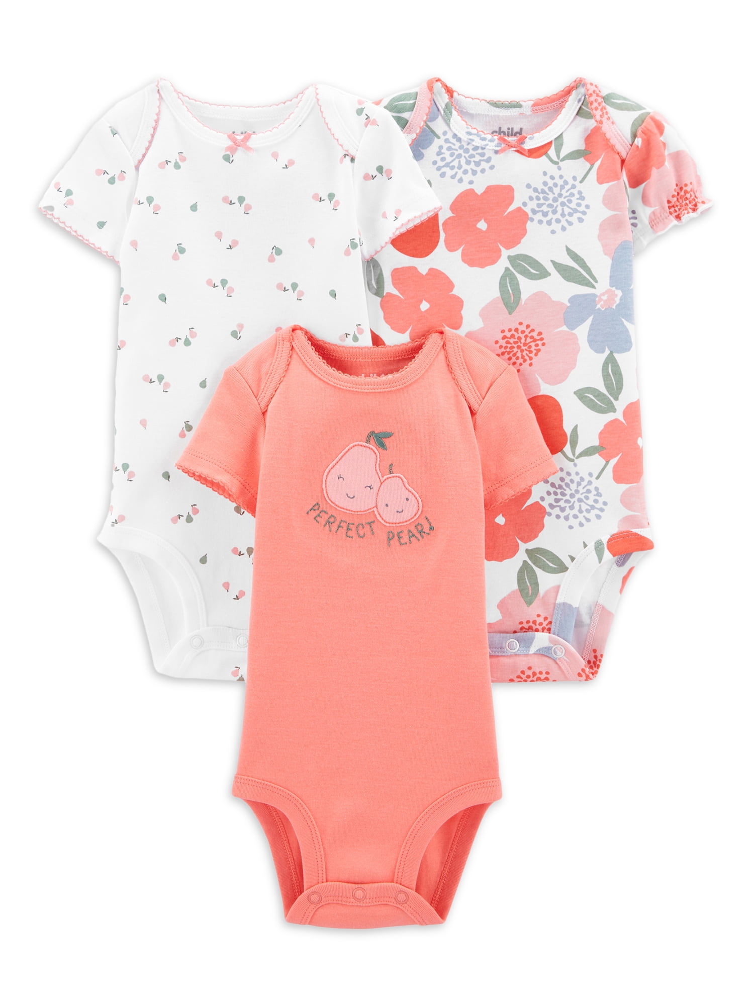 Carter's Child of Mine Baby Girls Coral Bodysuit, 3-Pack, Preemie-18 Months