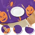 thumbnail image 4 of Purple Halloween Pumpkins Bats and Spiders Round Fitted Tablecloth with Elastic Edge,Dining Table Cover Waterproof,Outdoor Round Tablecloth for Camping,Dining,Indoor and Outdoor, 4 of 7