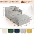 thumbnail image 2 of FFH Oversized Accent Chair with Ottoman, Lounge Chair Chenille Armchair Indoor, Cloud Sofa Chair for Living Room, Bedroom, Light Gray, 2 of 7