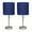 Blue, variant on LimeLights Silver Metal Stick Lamp w/ USB Port 2 Pack with Light Pink Shade