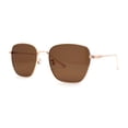 thumbnail image 2 of Classic Rectangle Retro 90s Nerdy Metal Rim Sunglasses Gold Brown, 2 of 4